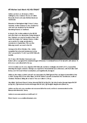 A preview of a PDF biography for Monk, Walter Jack